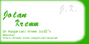 jolan kremm business card